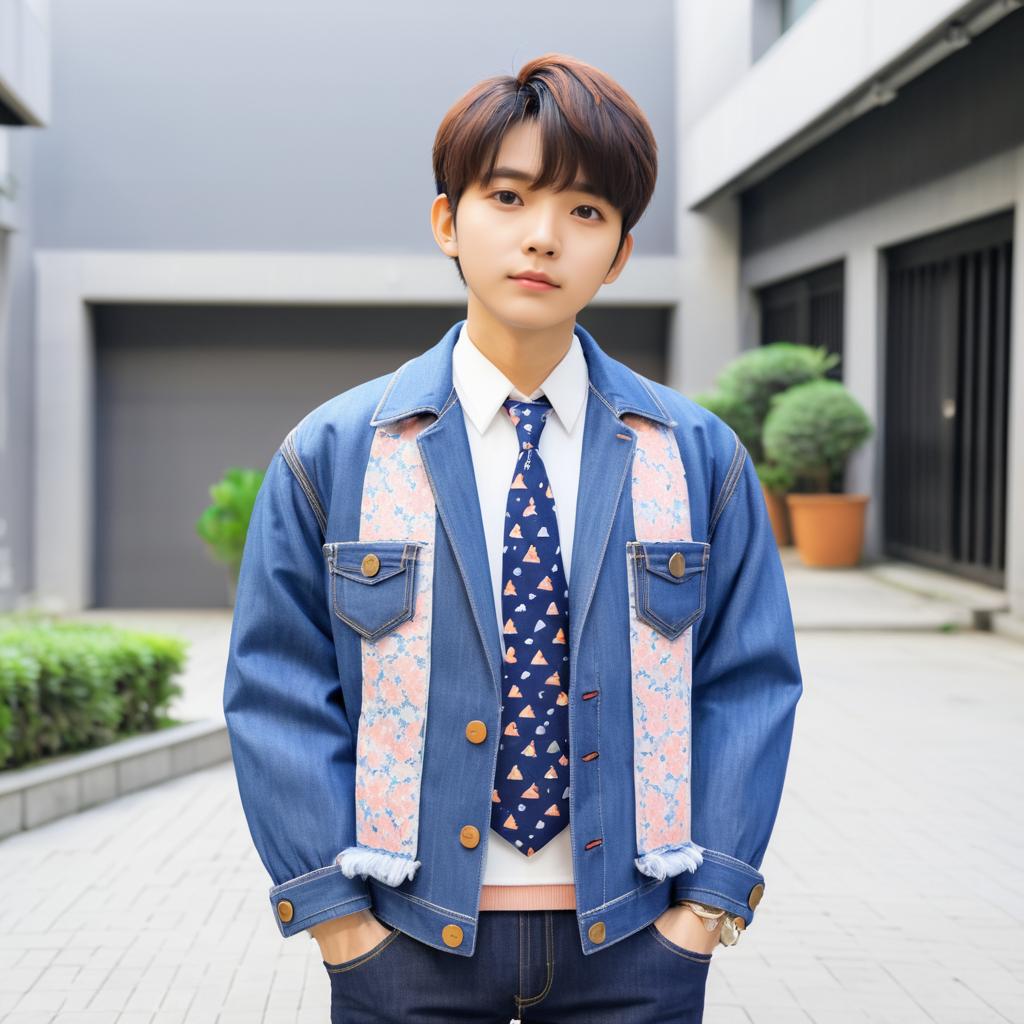 Boodle in Denim Jacket With Tie