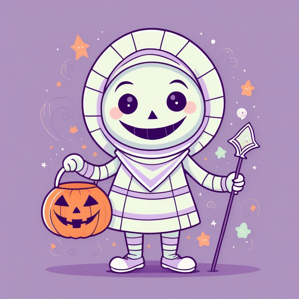 Cute Mummy in Whimsical Halloween Style