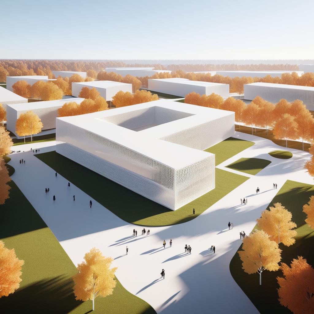 Minimalist Architectural Render of Cultural Center