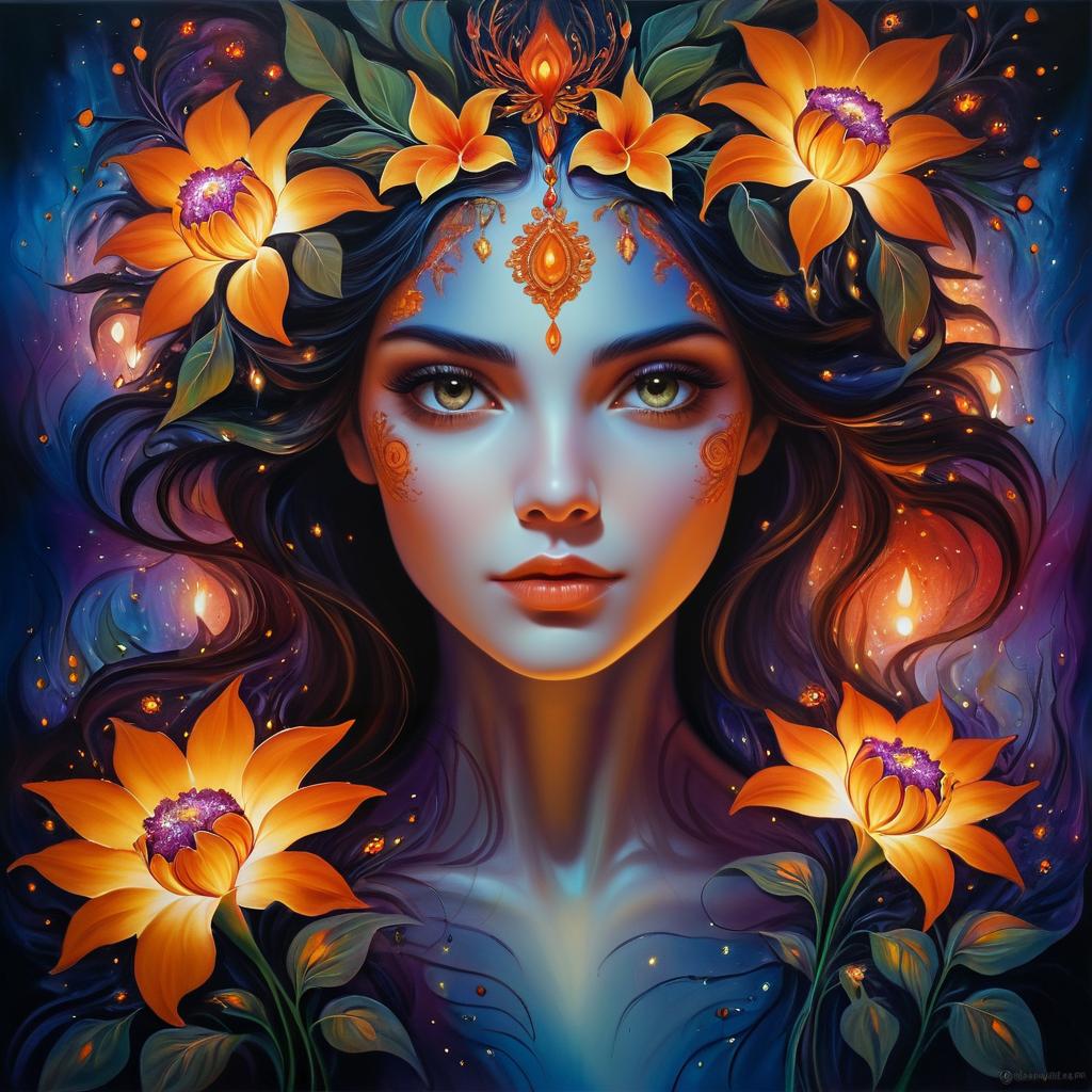 Ethereal Hybrid Woman with Floral Elements