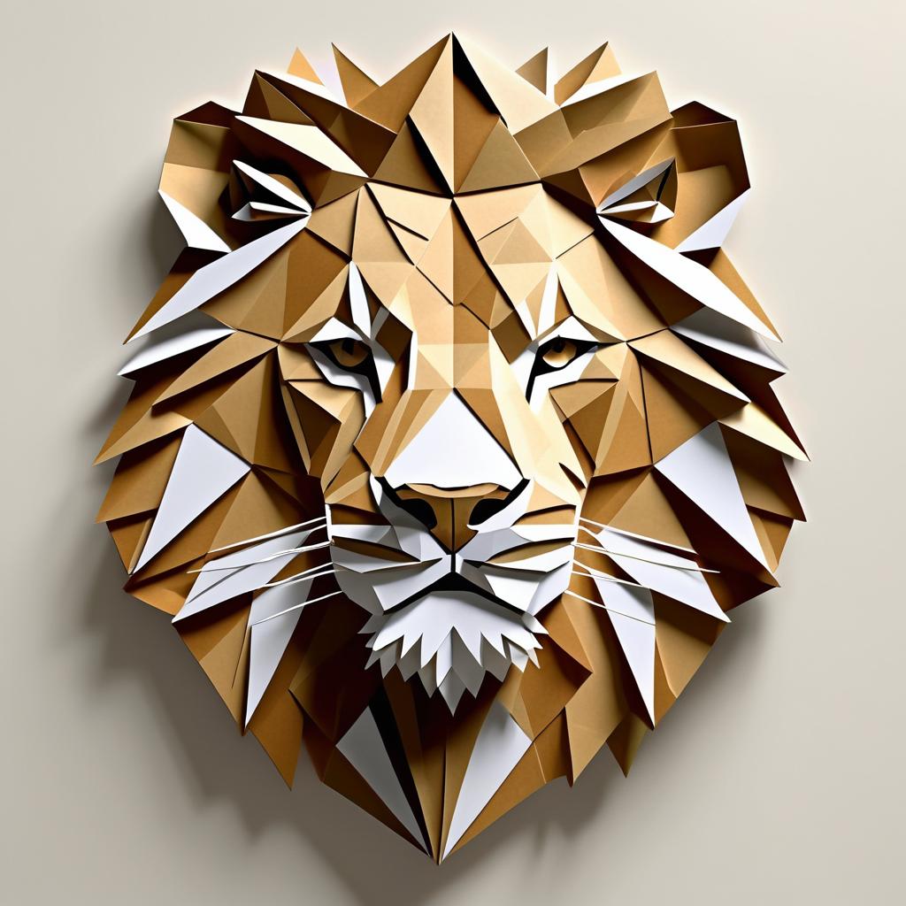 Intricate Origami Lion Art Creation