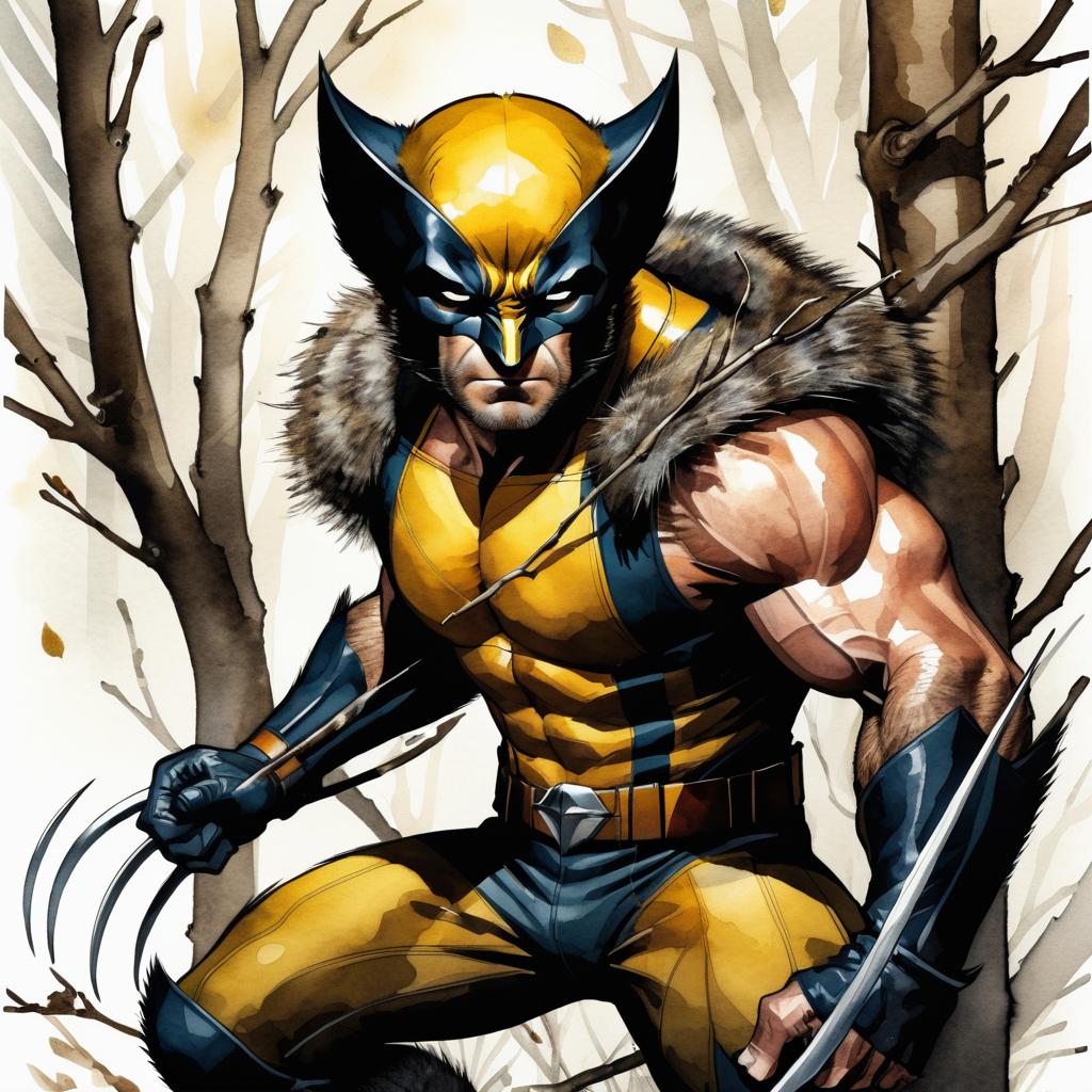 Wolverine Character Sheet in Watercolor