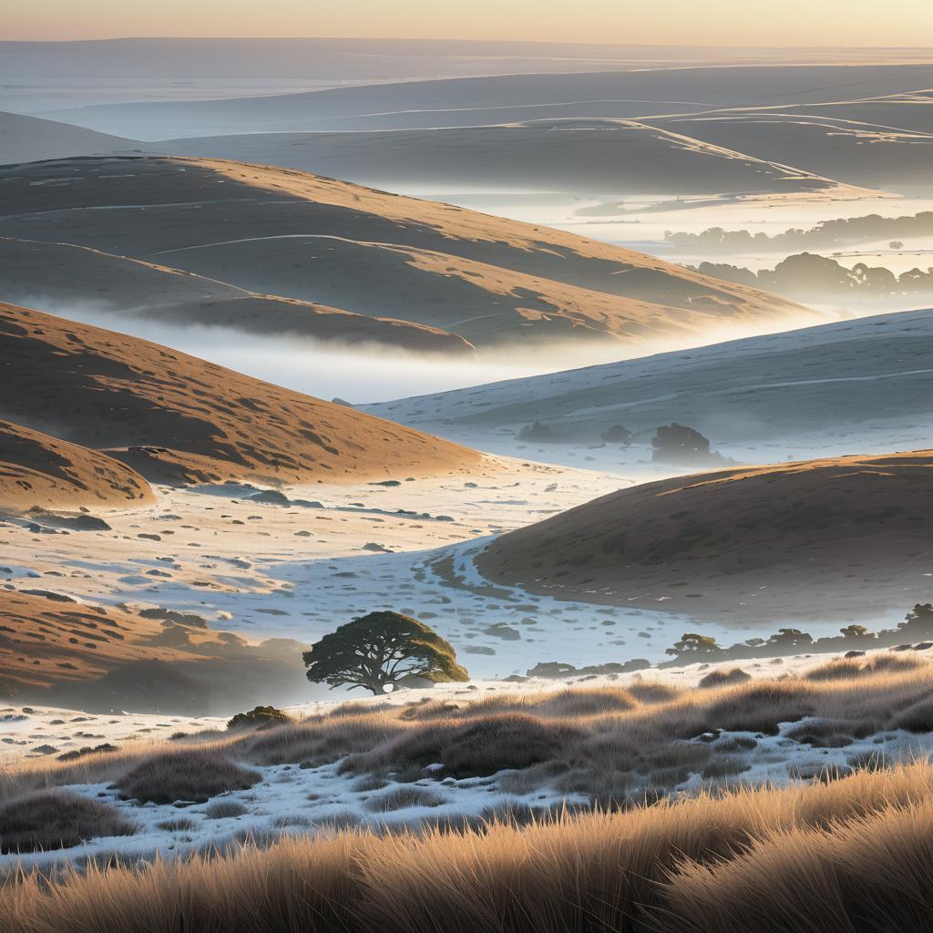 Tranquil Frosted Moor with Morning Light