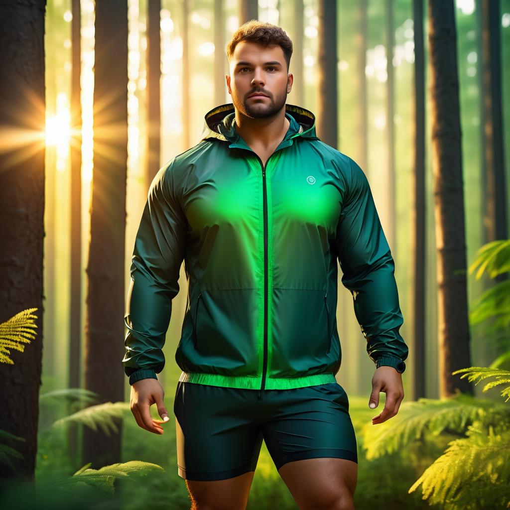 Athletic Man in a Sunset Forest