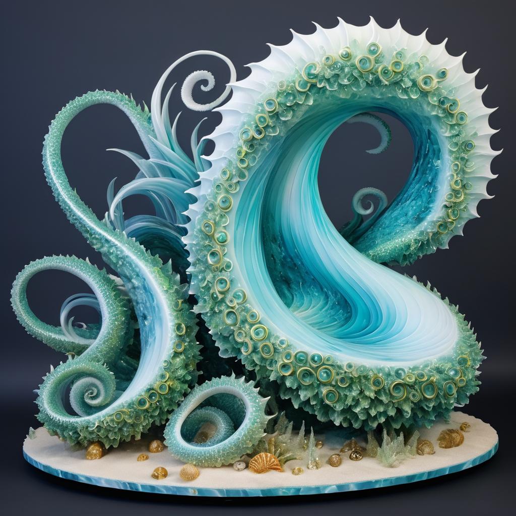 Surreal Kraken Sculpture in Resin and Shell