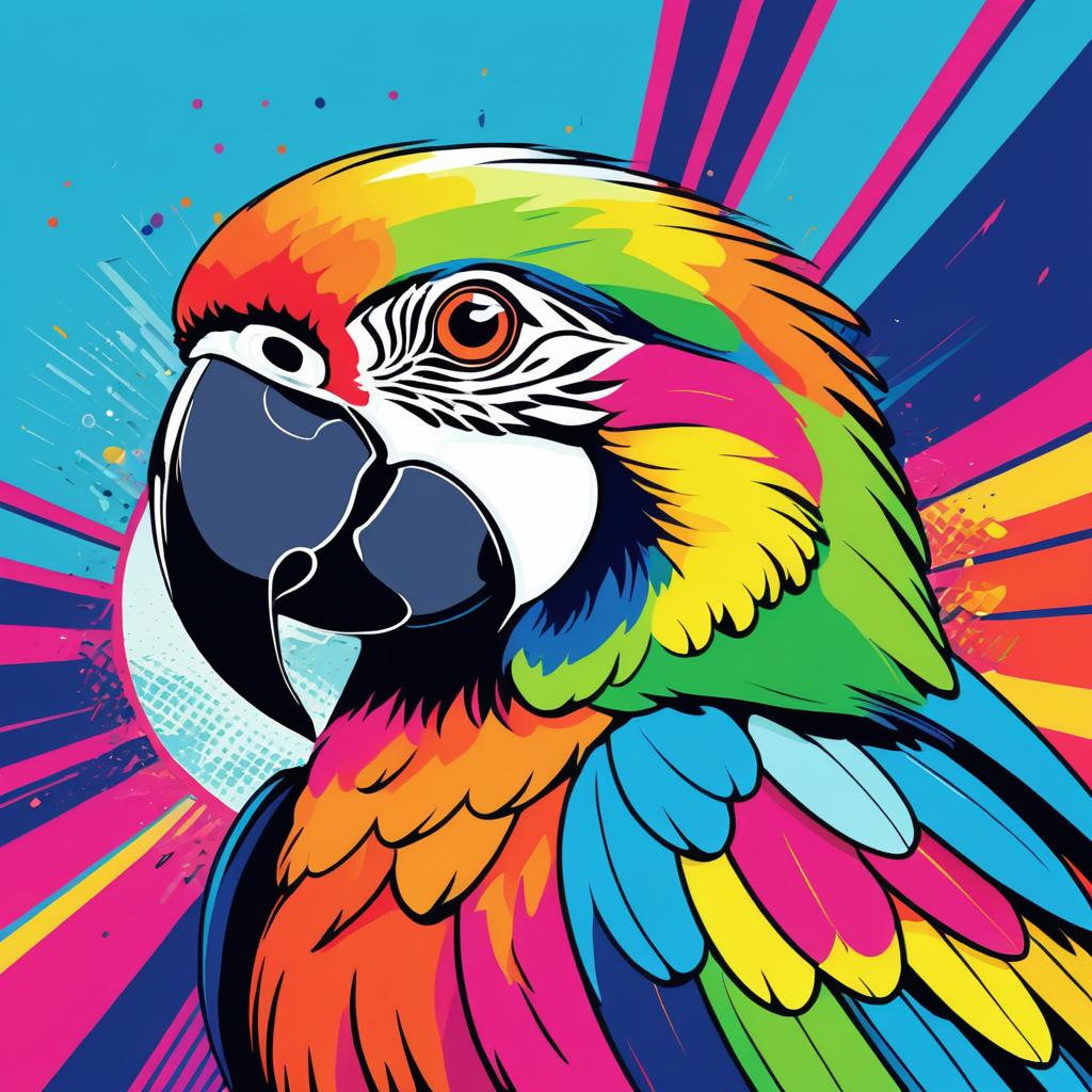 Vibrant Pop Art Parrot Illustration