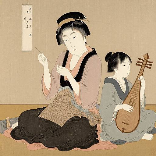 Kitagawa Utamaro Woman and Girl Scene