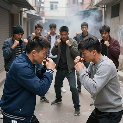 Urban Alley Fight Scene with Intensity