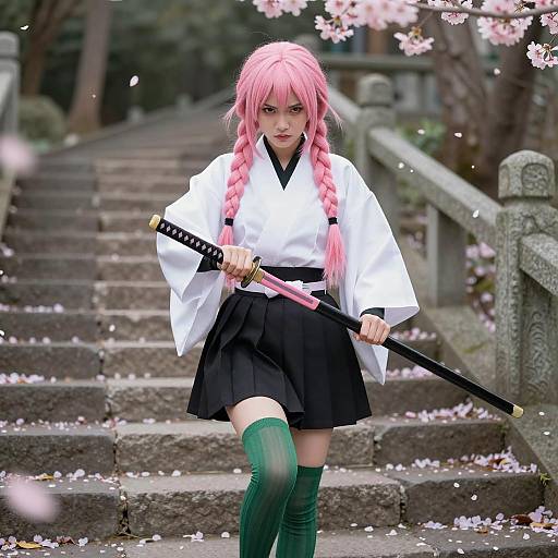 Intense Climber in a Forest Fantasy