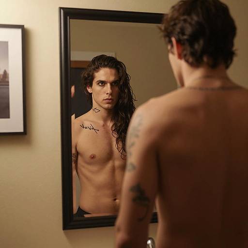 Intimate Reflection in a Dim Room