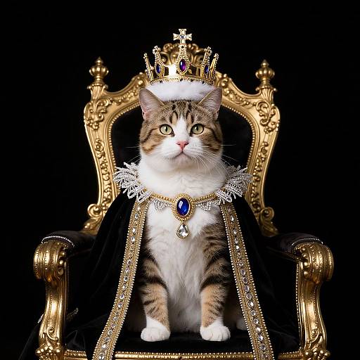 Regal Cat on Grand Throne