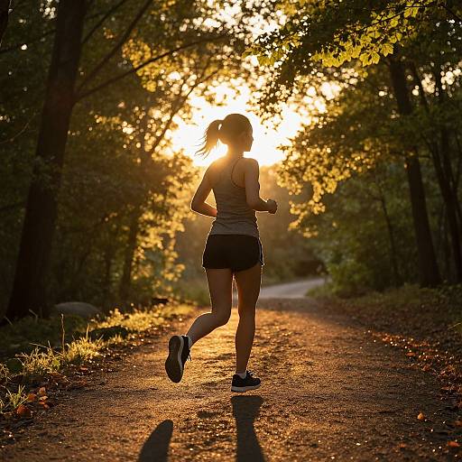 Golden Hour Jogger in Forest