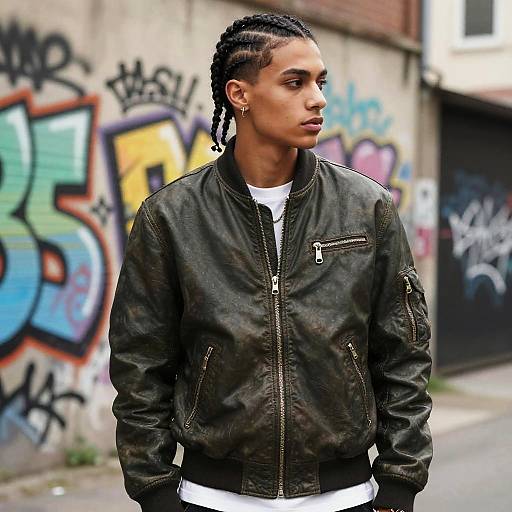 Young Man with Half Braids Style