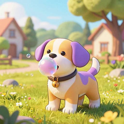 Playful Bubblegum Puppy in Sunny Park