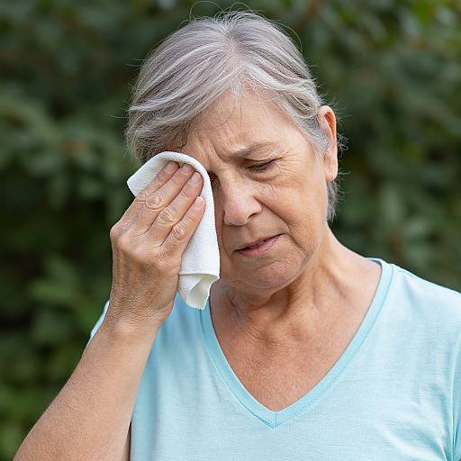 Senior Woman Enduring Heatwave Sweat