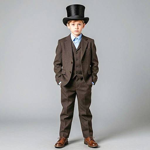 Boy in Formal Suit and Top Hat
