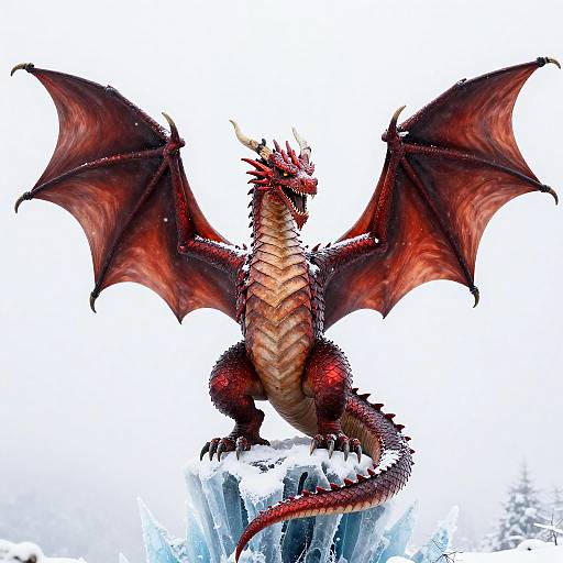 Ruby Red Dragon on Ice Spire