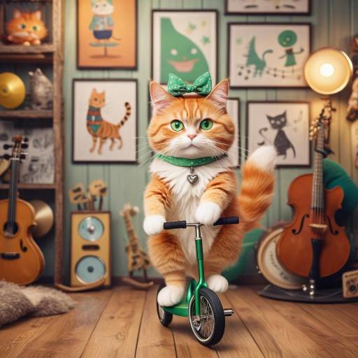 Adorable Cat on a Unicycle Adventure