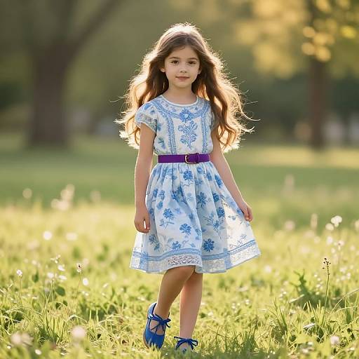 Serene Girl in Floral Meadow