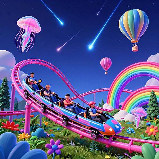 Neon Surreal Rollercoaster Landscape