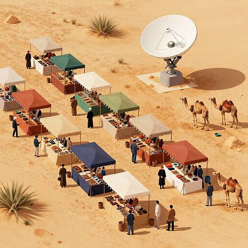 Overhead Vector Desert Market Scene