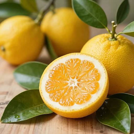 Vibrant Golden Citrus Fruit Halves