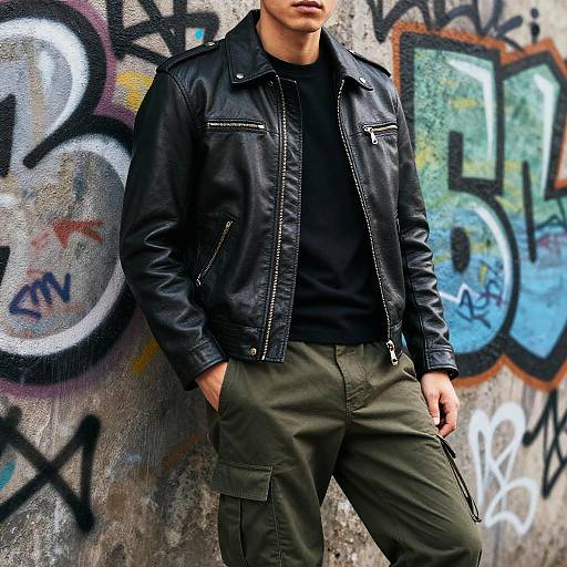 Gritty Urban Leather Jacket Style