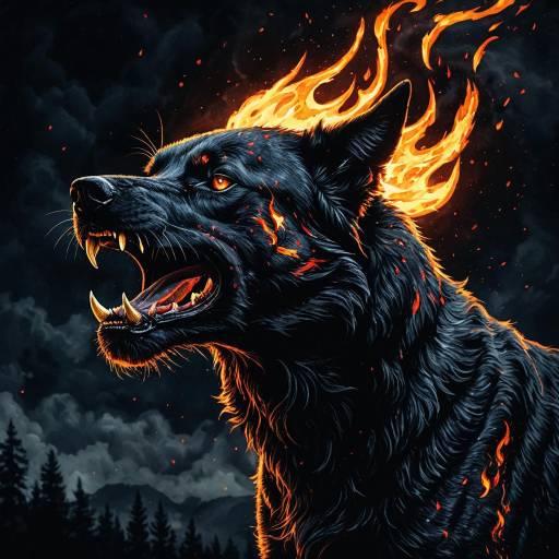Fiery Hellhound Illustration Fiery Hellhound Illustration