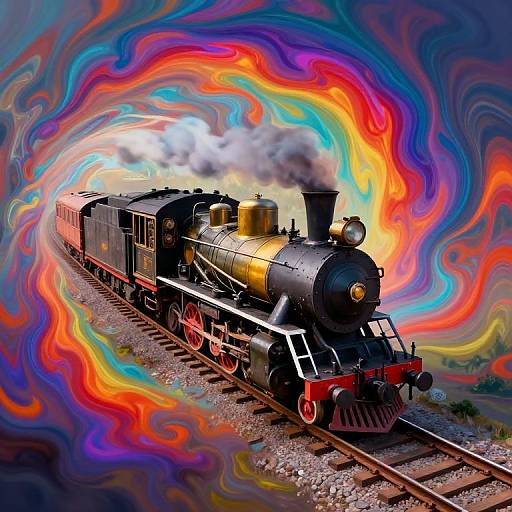 Surreal Steam Locomotive in Dreamscape