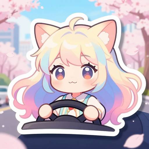 Cute Anime Cat Girl Car Sticker