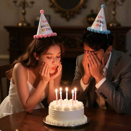 Couple Celebrating Birthday with Cake