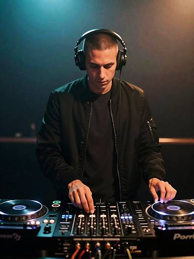 Cinematic DJ in Turquoise and Amber