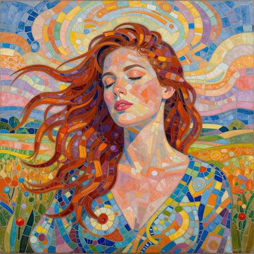 Colorful Mosaic Portrait of Serene Woman