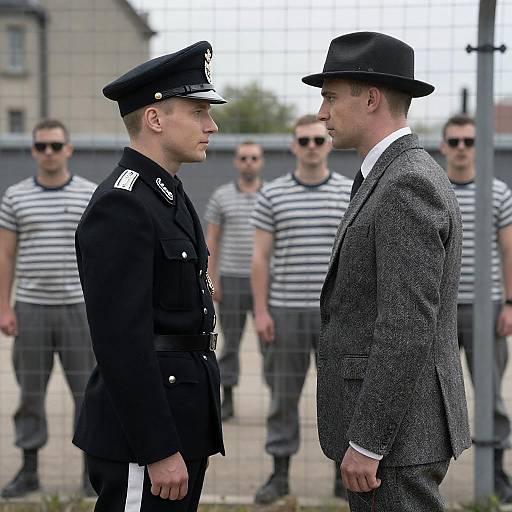 Prison Yard Confrontation by Wire Fence