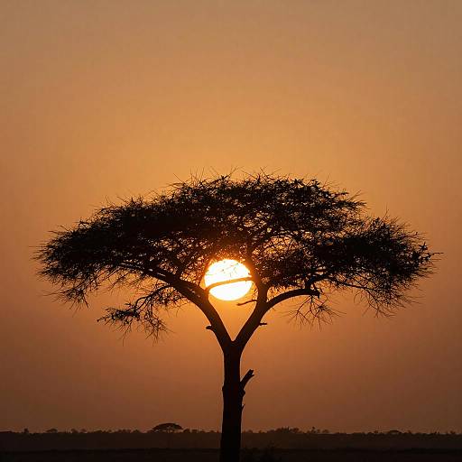 Silhouetted Acacia Tree at Sunset