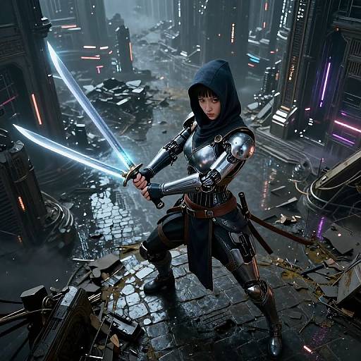 Futuristic Cyborg Ninja in Renaissance Style