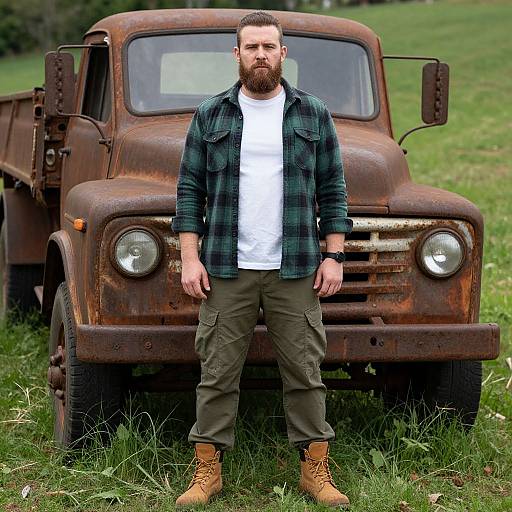 Bearded Man by Rustic Truck