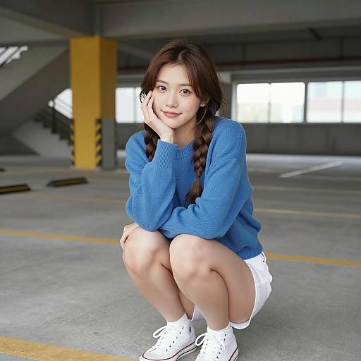 Young Woman in Urban Parking Garage