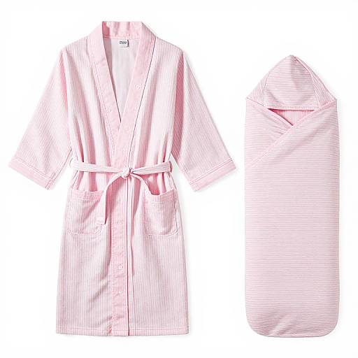 Pink Stripe Robe and Blanket Set
