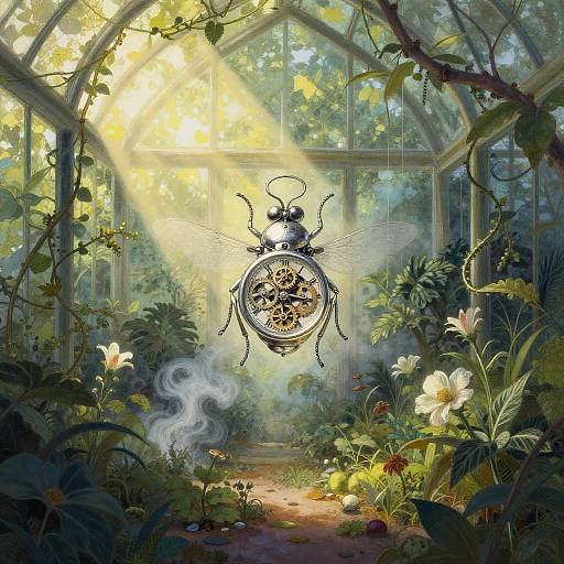 Intricate Gouache Clockwork Insect