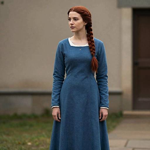 Medieval Woman in Blue Dress