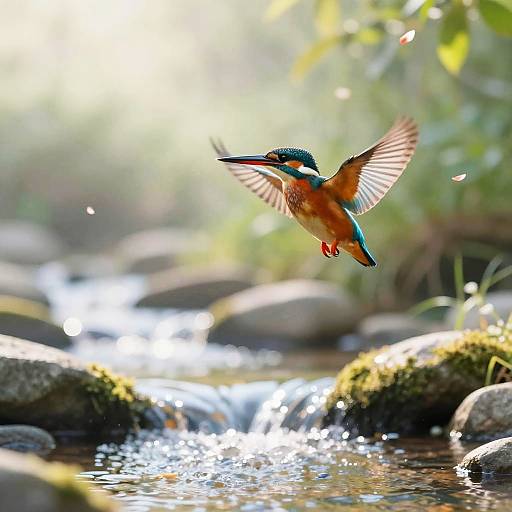 Vibrant Kingfisher Over Stream