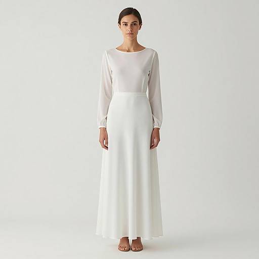 Elegant Woman in Simple White Wedding Dress