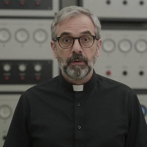 Surprised Clergy Man with Technology