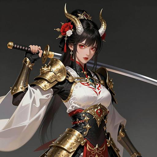 Armored Asian Warrior with Katana