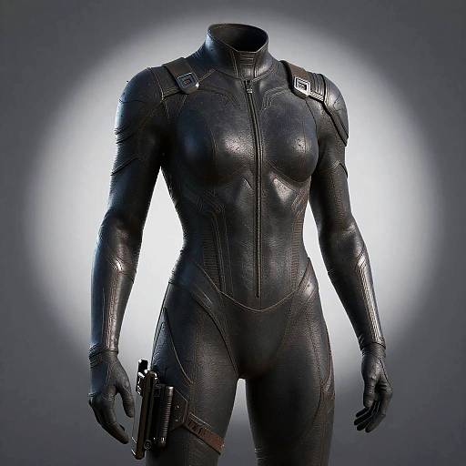 Mature Armor-Inspired Sci-Fi Bodysuit