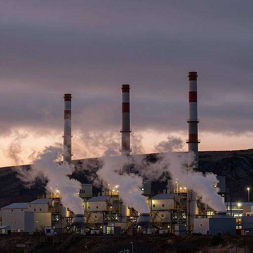 Dawn at a Geothermal Energy Plant