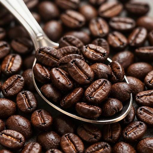 Close-Up of Coffee Beans in Spoon