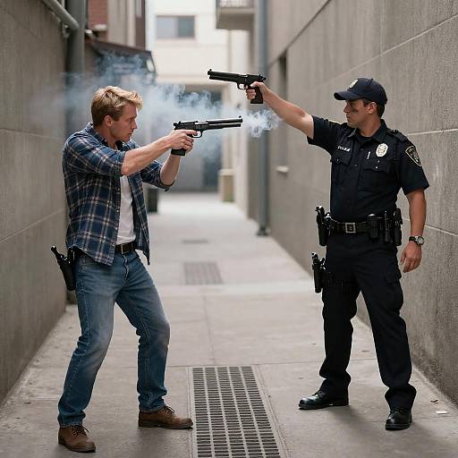 Intense Alleyway Gunfight Scene Captured