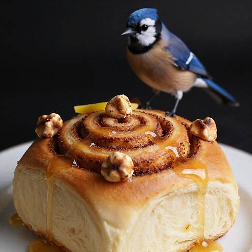 Photorealistic Cinnamon Roll with Hazelnuts